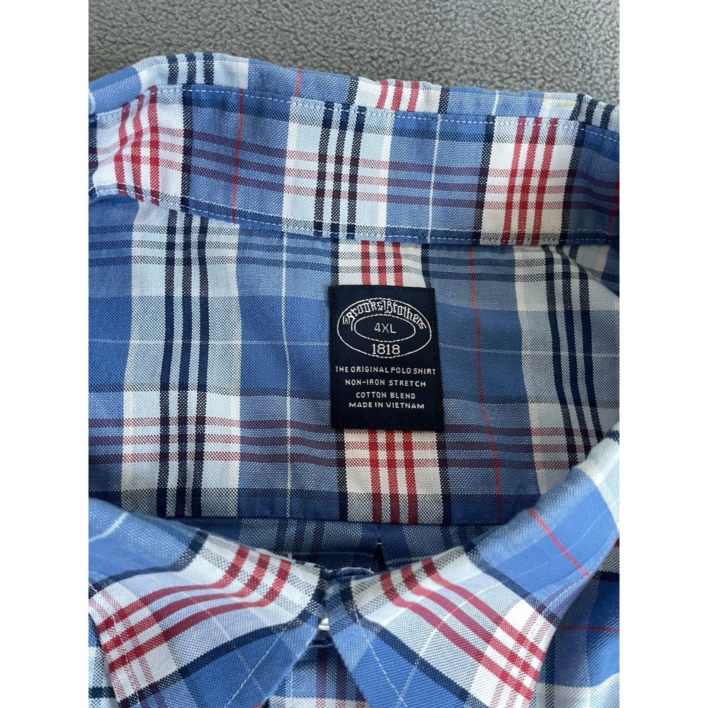Brooks Brothers Short Sleeve Button Down Mens 1818 Sz 4xl‎ Blue Plaid Non Iron - Picture 4 of 7